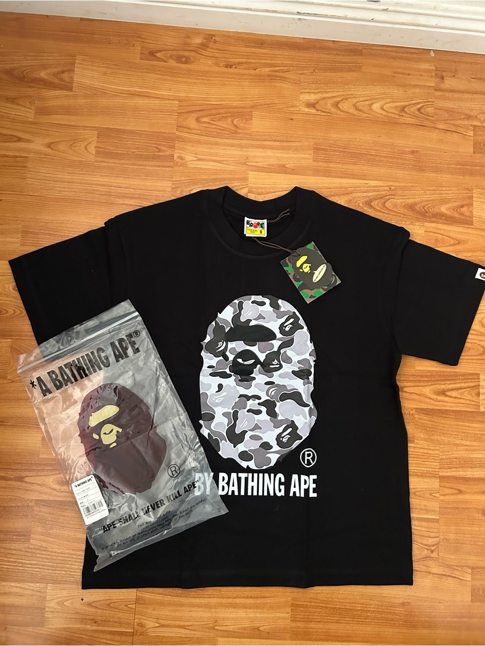 A Bathing Ape Black Short-Sleeve Camo Ape Head Tee